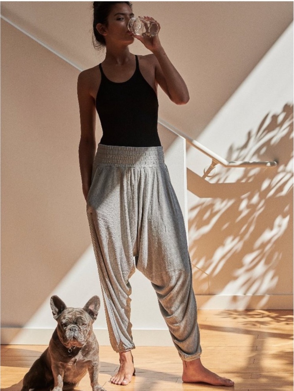 Free People Movement Grey Windy Meadow Harem Pant Size Small Comfy Casual Chic - Picture 3 of 17